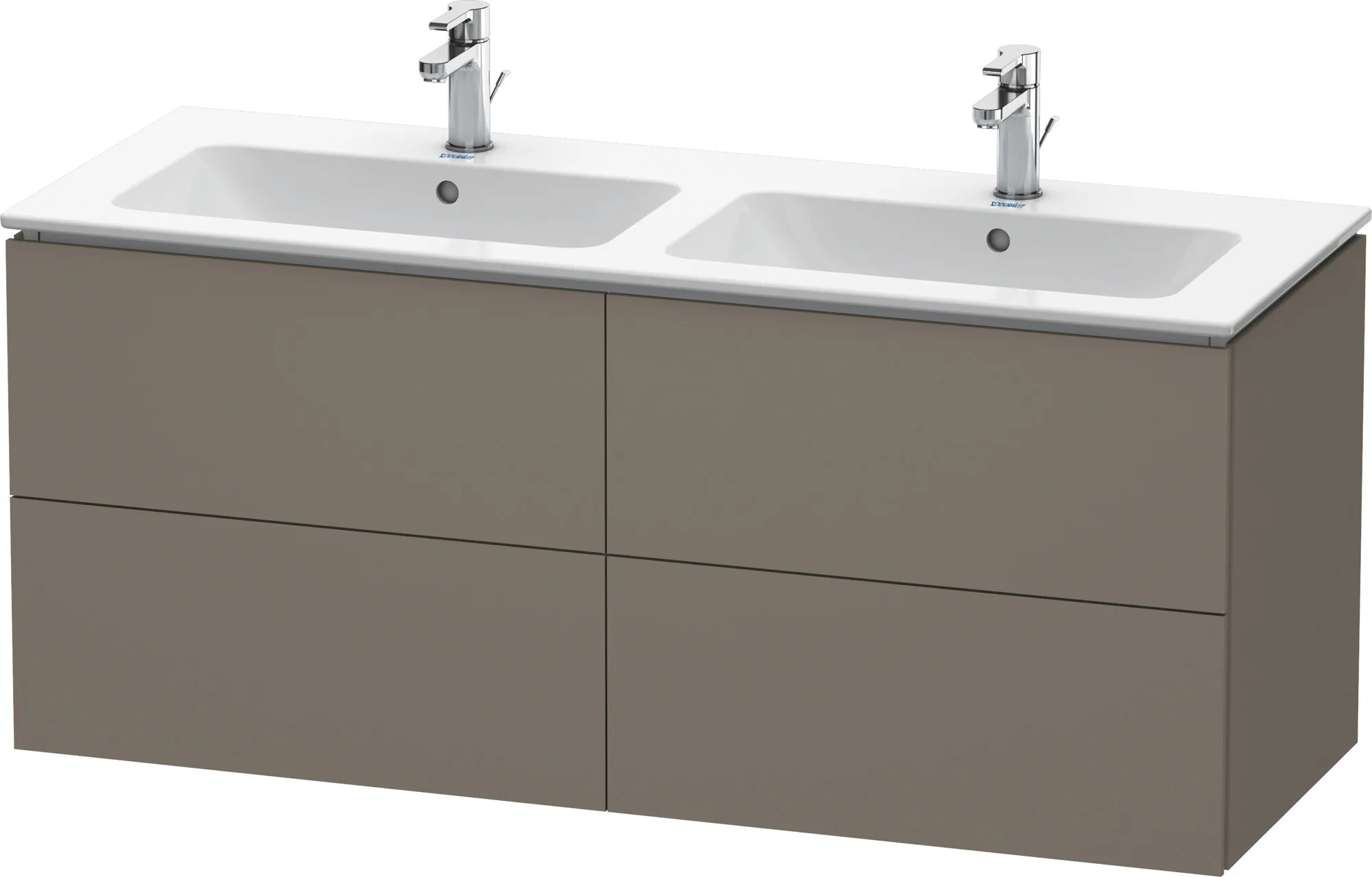 Duravit Waschtischunterschrank wandhängend „L-Cube“ 129 × 55 × 48,1 cm Flannel Grey Seidenmatt