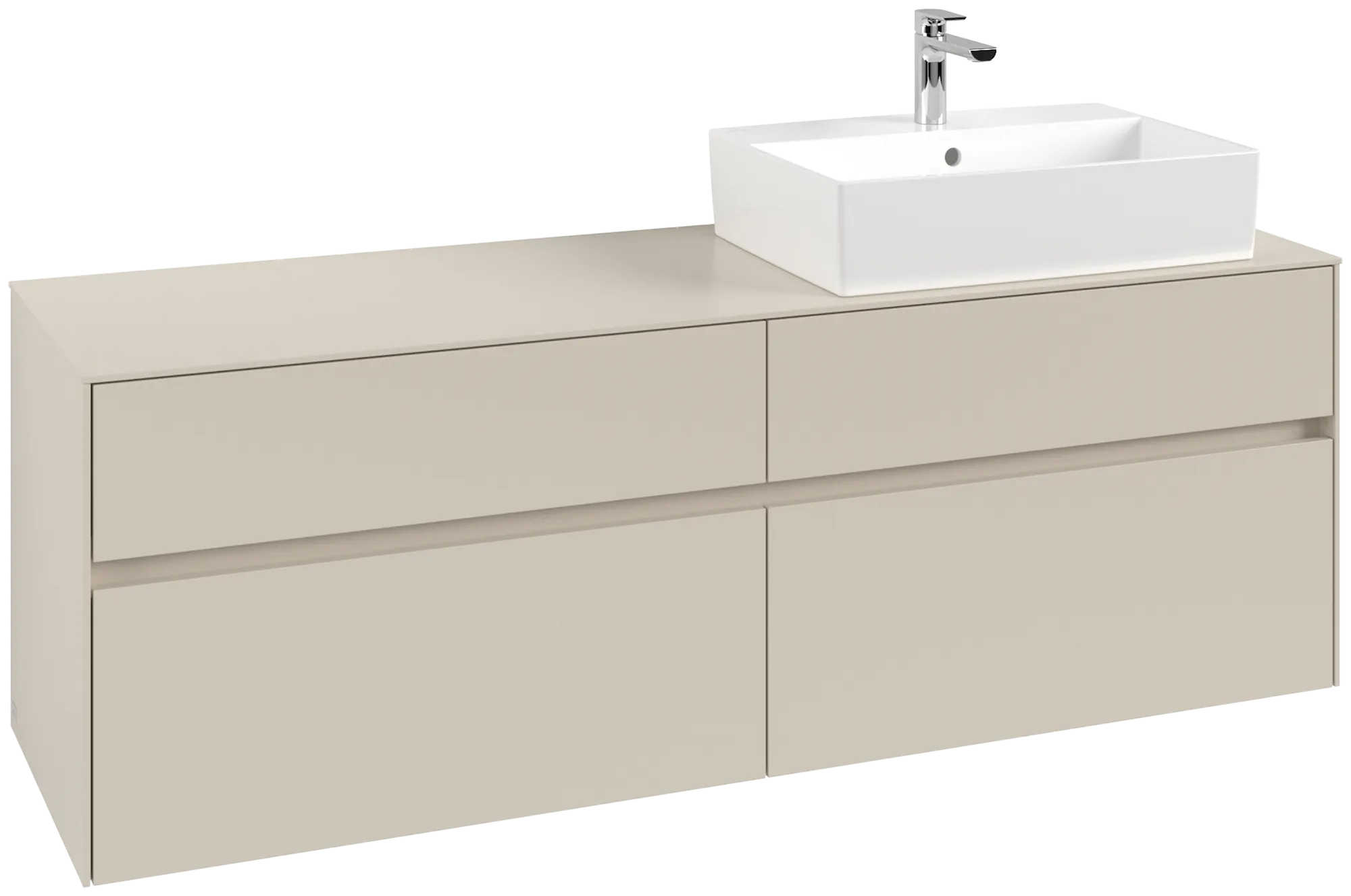 Villeroy & Boch Waschtischunterschrank „Collaro“ 1600 × 548 × 500 mm Cashmere Grey, ohne Beleuchtung, für Becken rechts