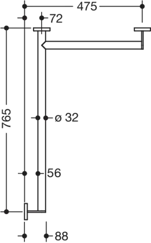 HEWI Haltegriff Ausführung rechts pulverbeschichtet „System 900“ in Dunkelgrau tiefmatt HEWI Haltegriff Ausführung rechts pulverbeschichtet „System 900“ in Dunkelgrau tiefmatt