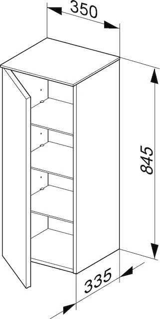 Royal Reflex Mittelschrank 1-türig, Anschlag links 350 x 845 x 335 mm weiß/weiß