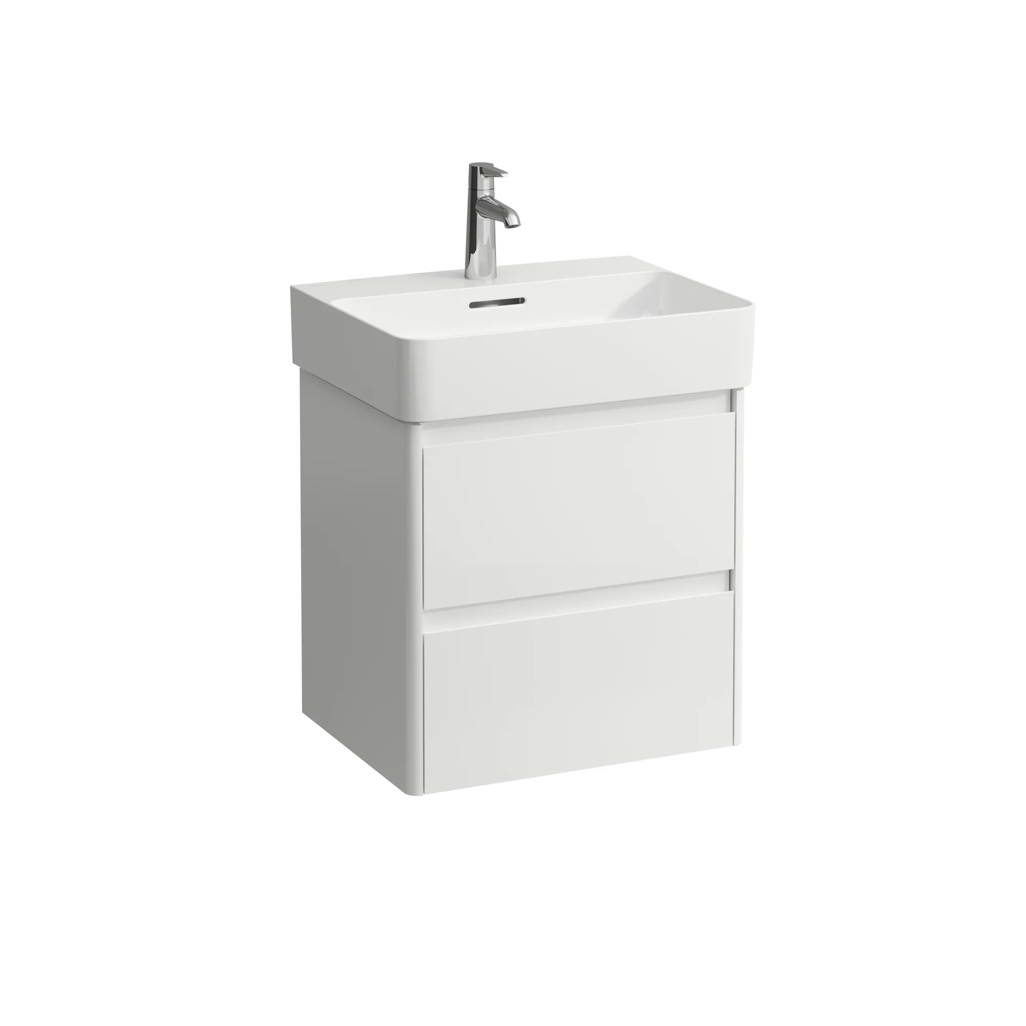 Waschtischunterbau BASE 2.0 für VAL 400x521x515 2 Schubladen mit Griffmulde für Waschtisch H810282 weiß matt