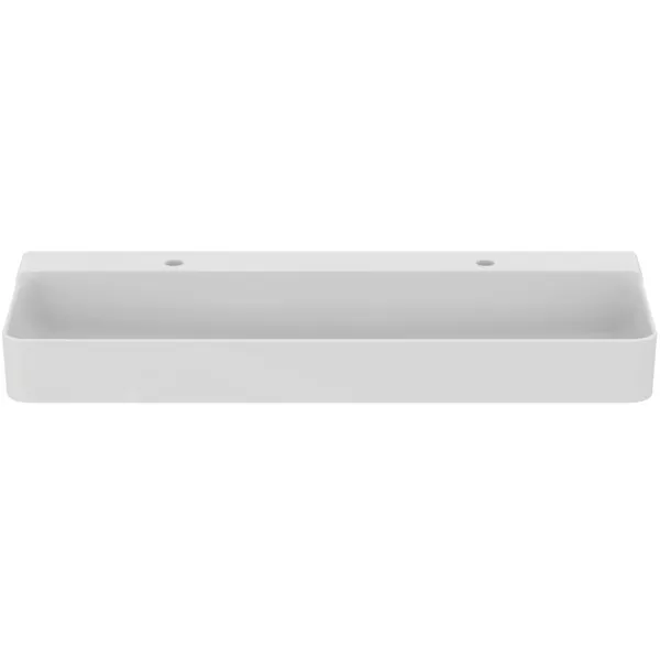 Waschbecken „Conca“ 120 × 45 × 14,5 cm, Hahnlochposition links und rechts in Weiß