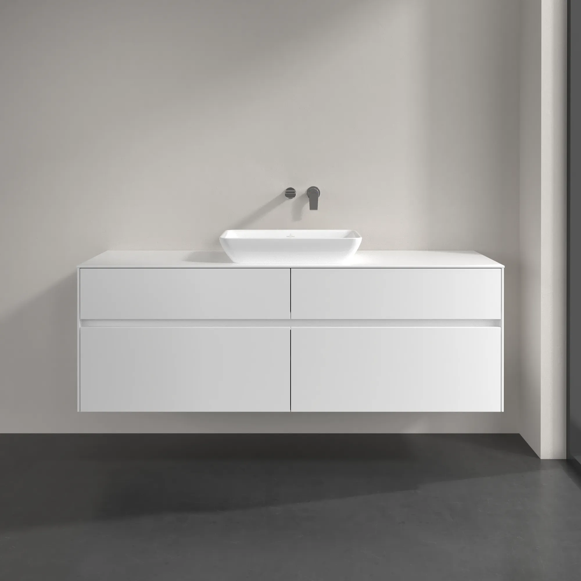 Villeroy & Boch Waschtischunterschrank „Collaro“ 1600 × 548 × 500 mm Weiß Matt, ohne Beleuchtung, für Becken mittig
