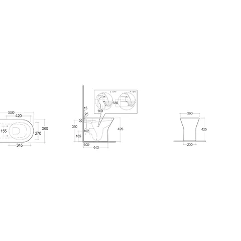 Kludi-RESA R Spiralflush-Stand-WC 55cm, Universalförmiger Abfl., Mattschwarz Kludi-RESA R Spiralflush-Stand-WC 55cm, Universalförmiger Abfl., Mattschwarz