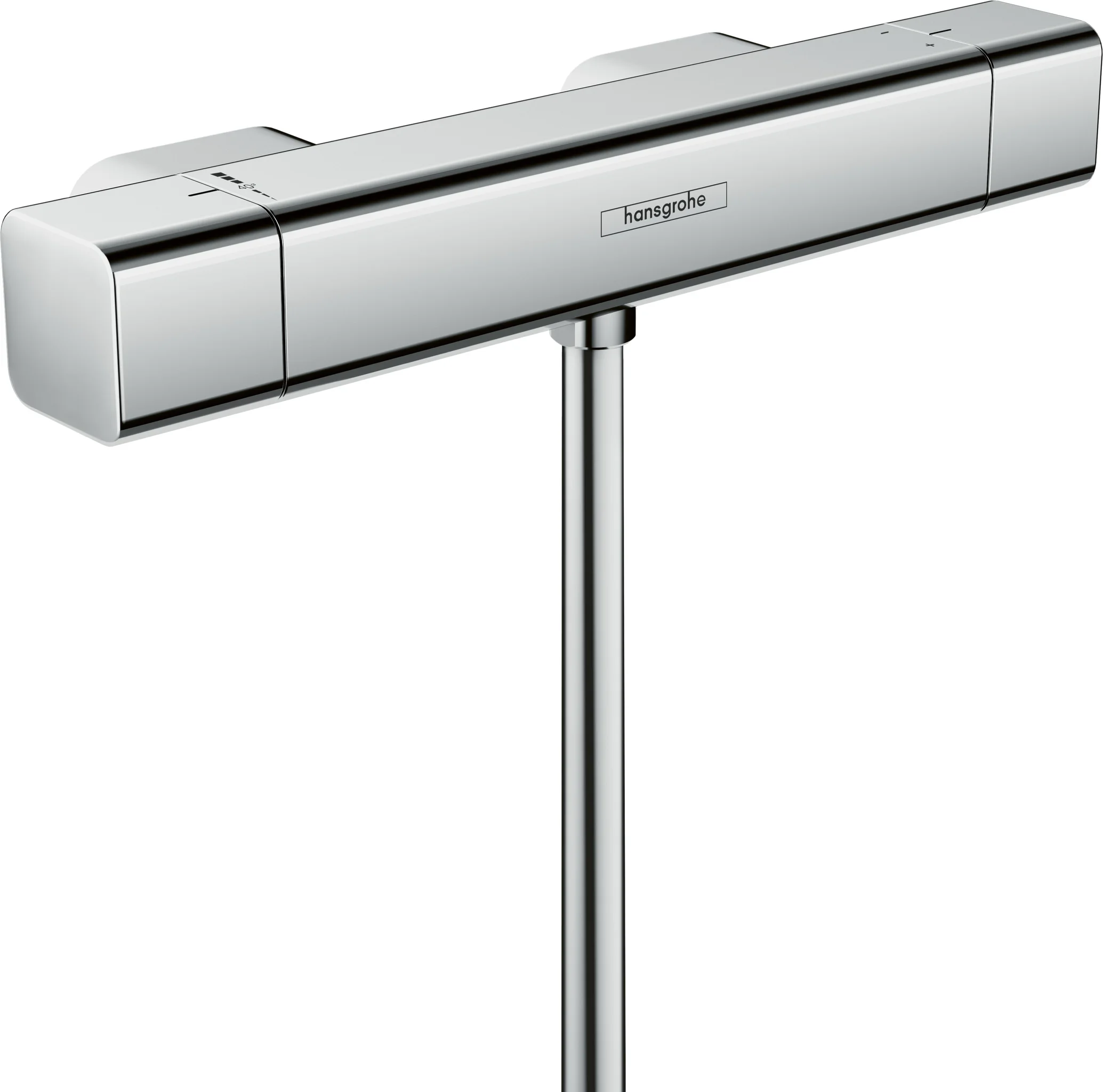Hansgrohe Ecostat E Brausethermostat Aufputz, Chrom, 1 Verbraucher, max. Durchflussmenge 28,6 l/min bei 3 bar, min./max. Betriebsdruck 1/10 bar, Sicherheitssperre ab 40 °C, einstellbare Temperaturbegrenzung, isolierte Wasserführung, Rückflussverhinderer