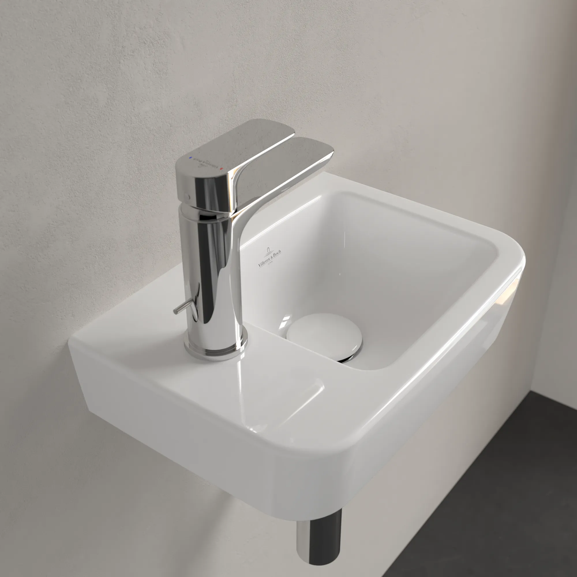 Villeroy & Boch Handwaschbecken „O.novo“ Compact 360 × 250 × 145 mm, Hahnlochposition links, für Becken rechts, mit Hahnlochbohrung in Weiß Alpin Villeroy & Boch Handwaschbecken „O.novo“ Compact 360 × 250 × 145 mm, Hahnlochposition links, für Becken rechts, mit Hahnlochbohrung in Weiß Alpin