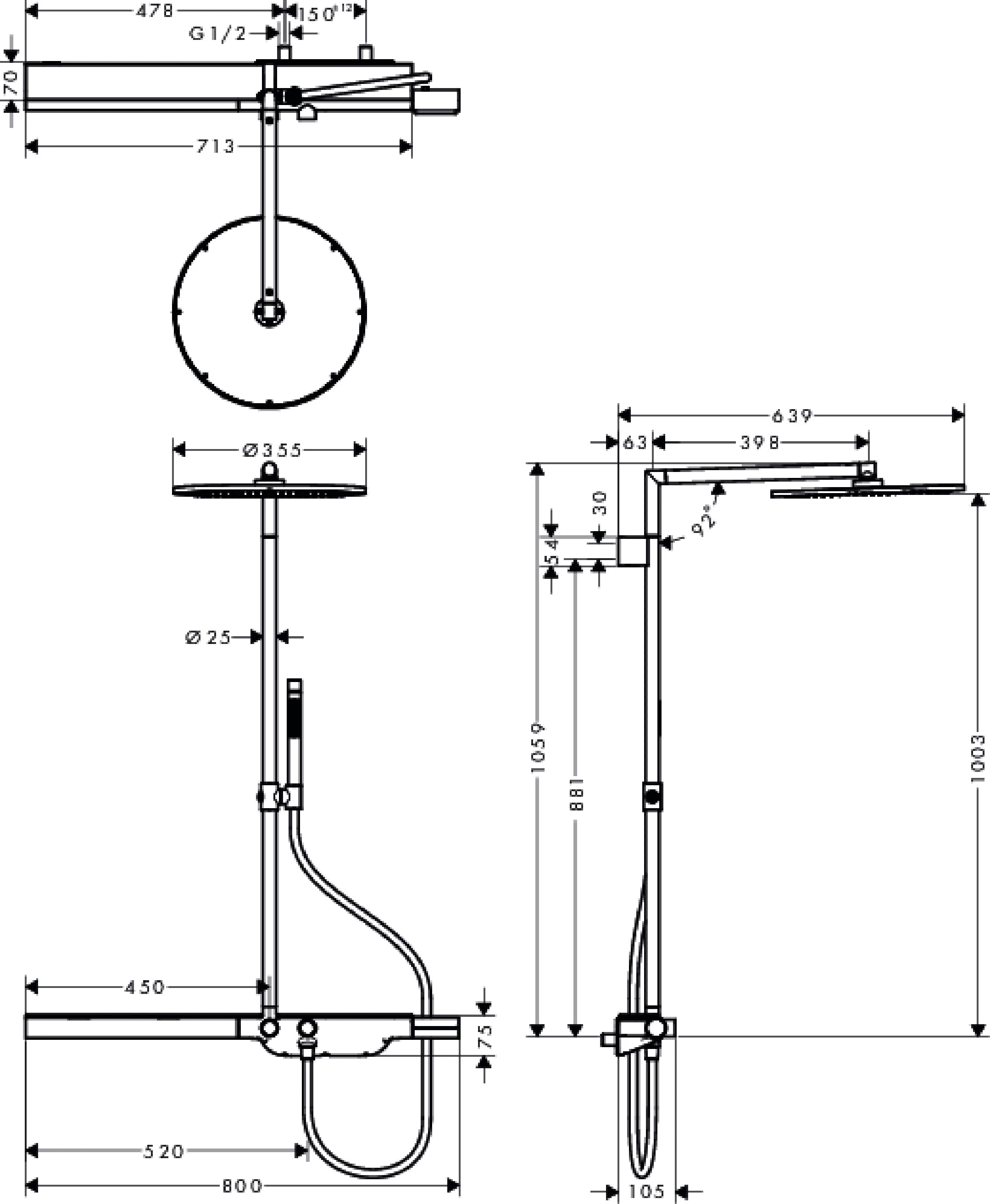 Showerpipe 800 Axor chrom