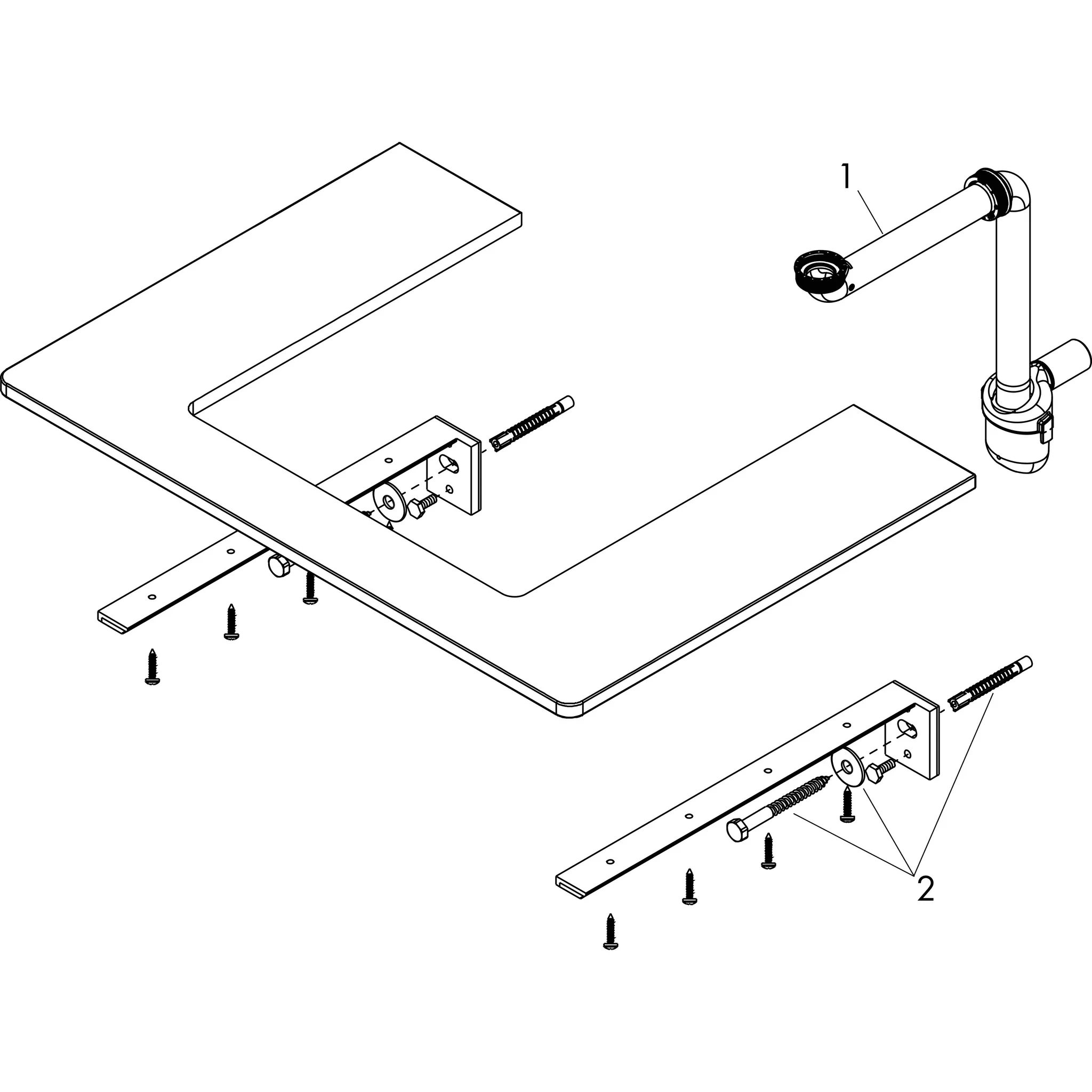 Hansgrohe Xelu Q Konsole, Nussbaum Dunkel, 1360x540 mm, 2 mittige Ausschnitte für Aufsatzwaschtisch mit Hahnloch Hansgrohe Xelu Q Konsole, Nussbaum Dunkel, 1360x540 mm, 2 mittige Ausschnitte für Aufsatzwaschtisch mit Hahnloch