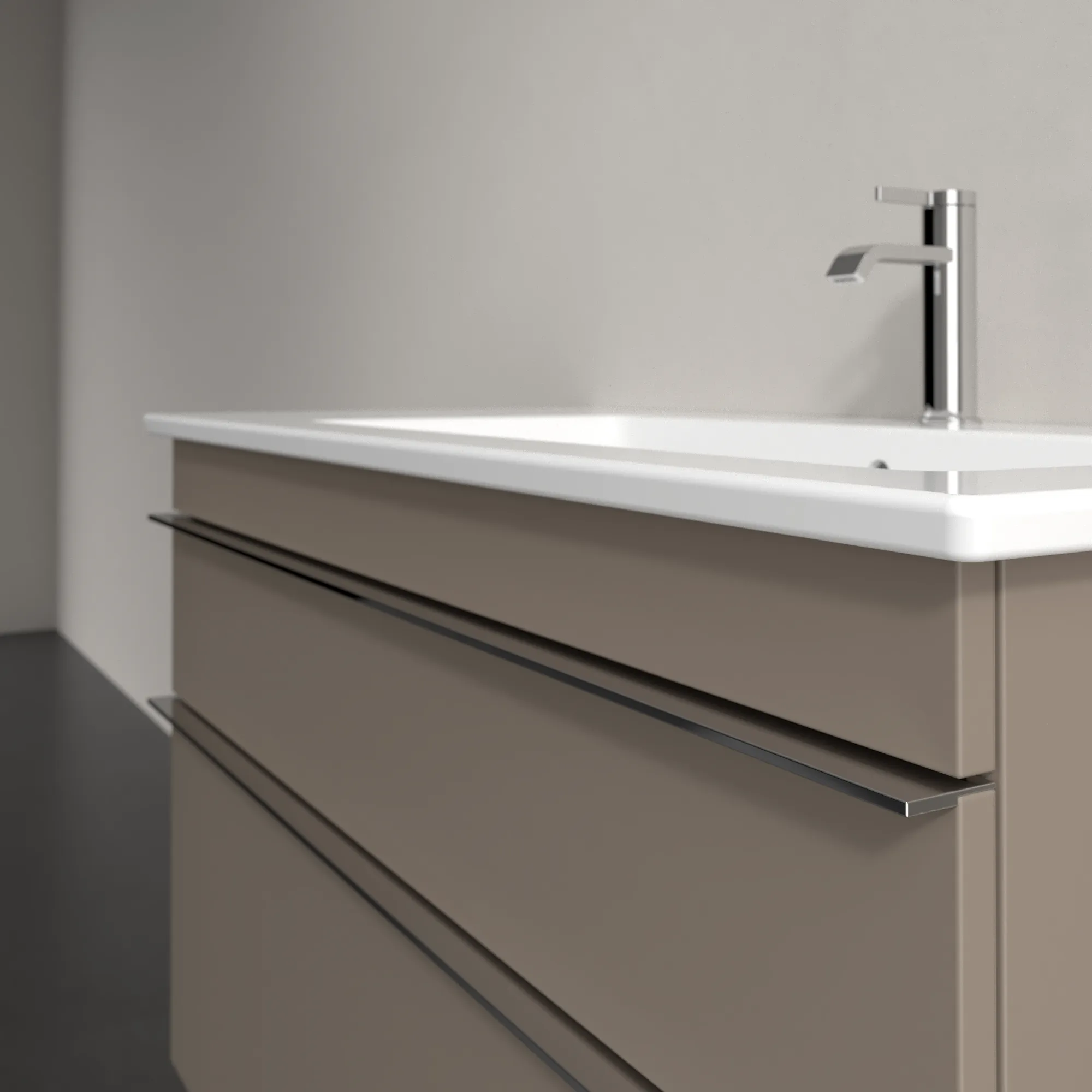 Villeroy & Boch Waschtischunterschrank „Venticello“ für Schrankwaschtisch 953 × 590 × 502 mm Taupe, für Becken rechts