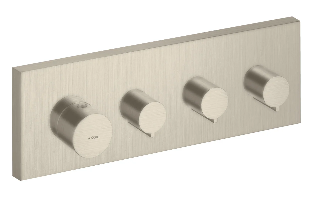 Hansgrohe AXOR ShowerSolutions Thermostatmodul 360/120 Unterputz eckig, Brushed Nickel, DN20, 3 Verbraucher Hansgrohe AXOR ShowerSolutions Thermostatmodul 360/120 Unterputz eckig, Brushed Nickel, DN20, 3 Verbraucher