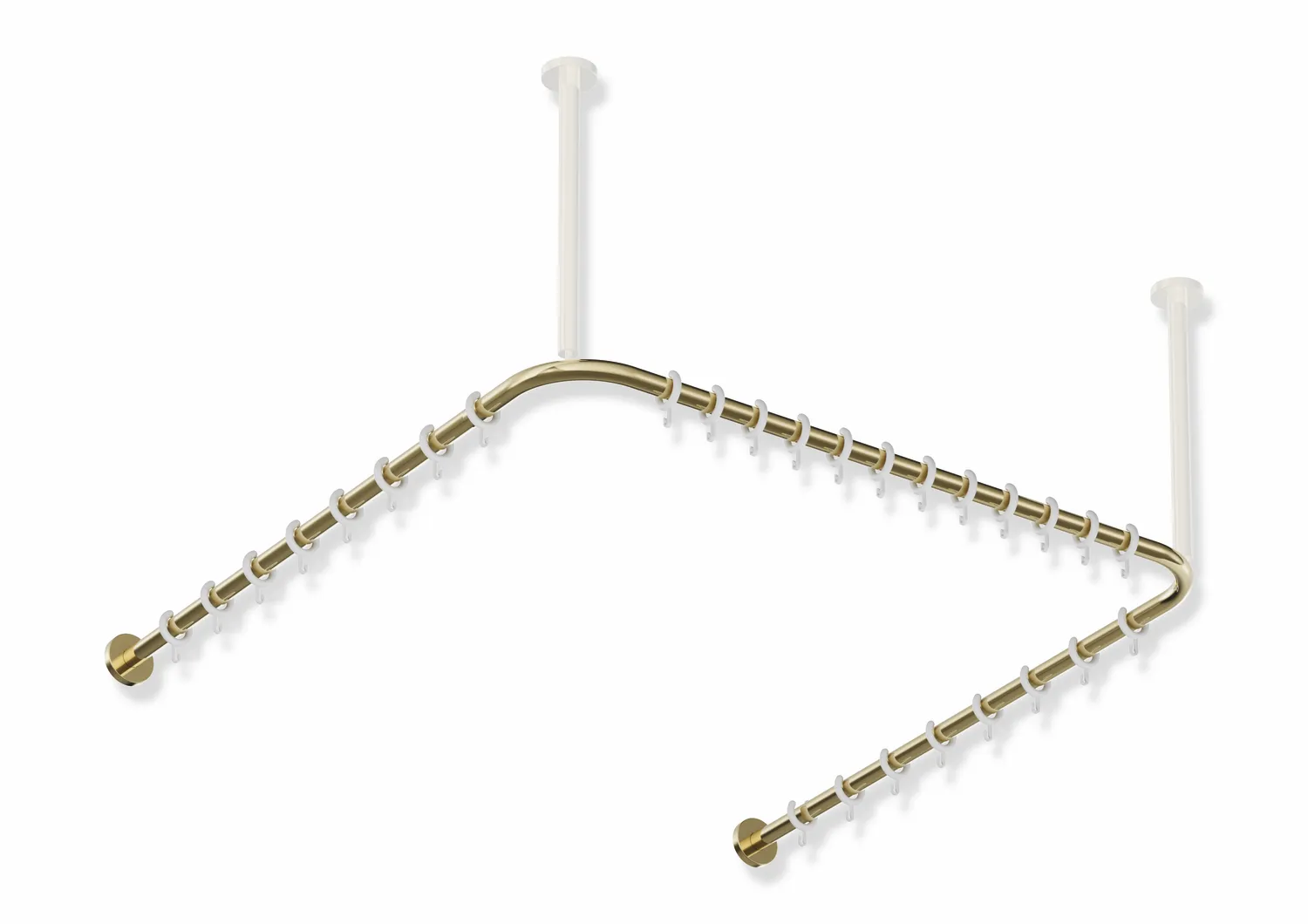 Vorhangstange des Systems 900, Edelstahl, PVD, Achsmaß 987 x 975 x 987 mm, kürzbar, D: 25 mm, mit 28 Vorhangringen aus POM, in Farbe CK (Messing glänzend) Vorhangstange des Systems 900, Edelstahl, PVD, Achsmaß 987 x 975 x 987 mm, kürzbar, D: 25 mm, mit 28 Vorhangringen aus POM, in Farbe CK (Messing glänzend)