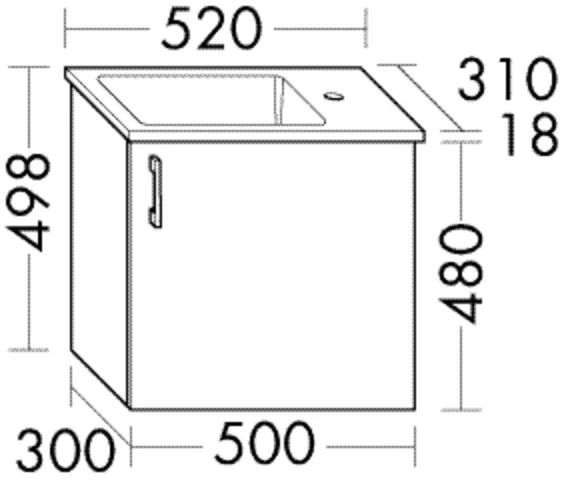 Mineralguss-Waschtisch Eqio inkl. Waschtischunterschrank - burgbad Sys30, 310x520x498 mm, Becken 325x215 mm, Muldentiefe 100 mm Mineralguss-Waschtisch Eqio inkl. Waschtischunterschrank - burgbad Sys30, 310x520x498 mm, Becken 325x215 mm, Muldentiefe 100 mm