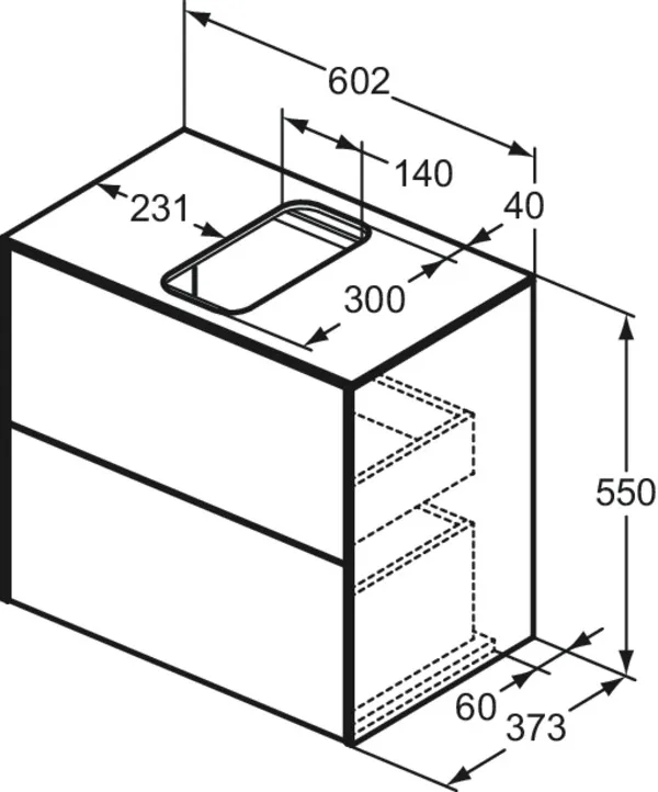 Ideal Standard Waschtischunterschrank „Conca“ 60,2 × 55 × 37,3 cm Walnuss dunkel Furnier Ideal Standard Waschtischunterschrank „Conca“ 60,2 × 55 × 37,3 cm Walnuss dunkel Furnier
