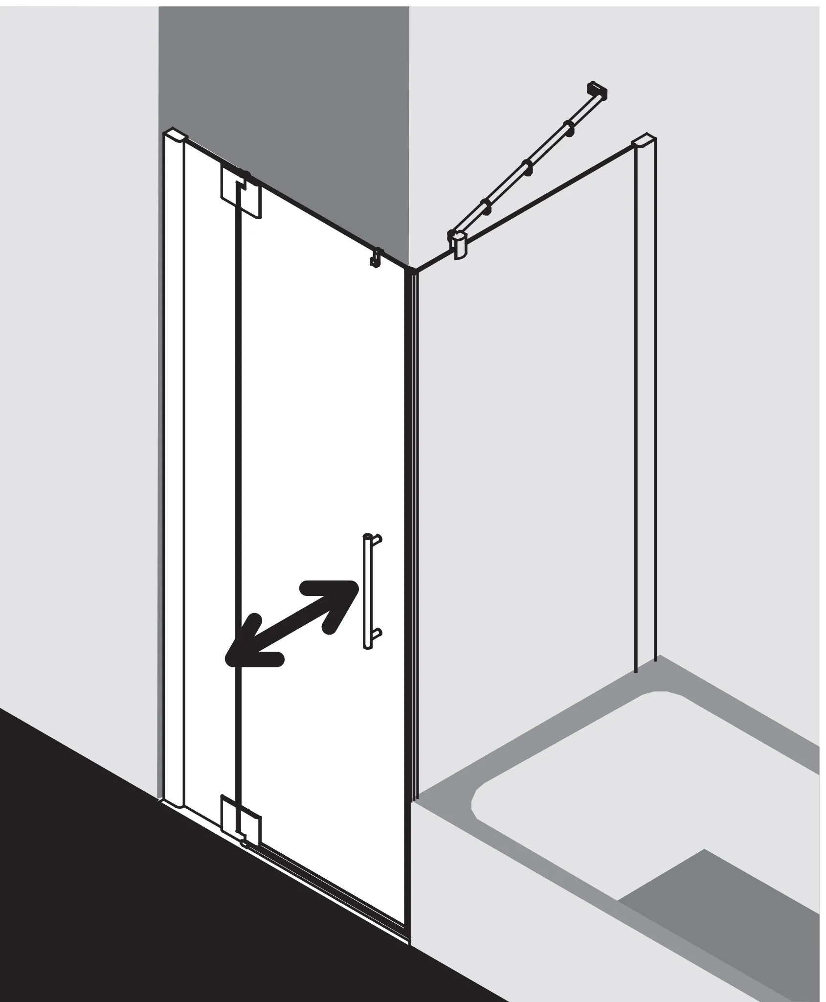 PASA XP PX1WL Pendeltür 1-flügelig mit Festfeld links, für Ecke, Höhe 1850 mm, Wanneneinbaumaß 880-910 / 875-905 mm, Breitenverstellmaß 870-900 mm, Glasaußenkante 855-885 mm, Farbe Silber Mattglanz, Glas ESG Klar PASA XP PX1WL Pendeltür 1-flügelig mit Festfeld links, für Ecke, Höhe 1850 mm, Wanneneinbaumaß 880-910 / 875-905 mm, Breitenverstellmaß 870-900 mm, Glasaußenkante 855-885 mm, Farbe Silber Mattglanz, Glas ESG Klar