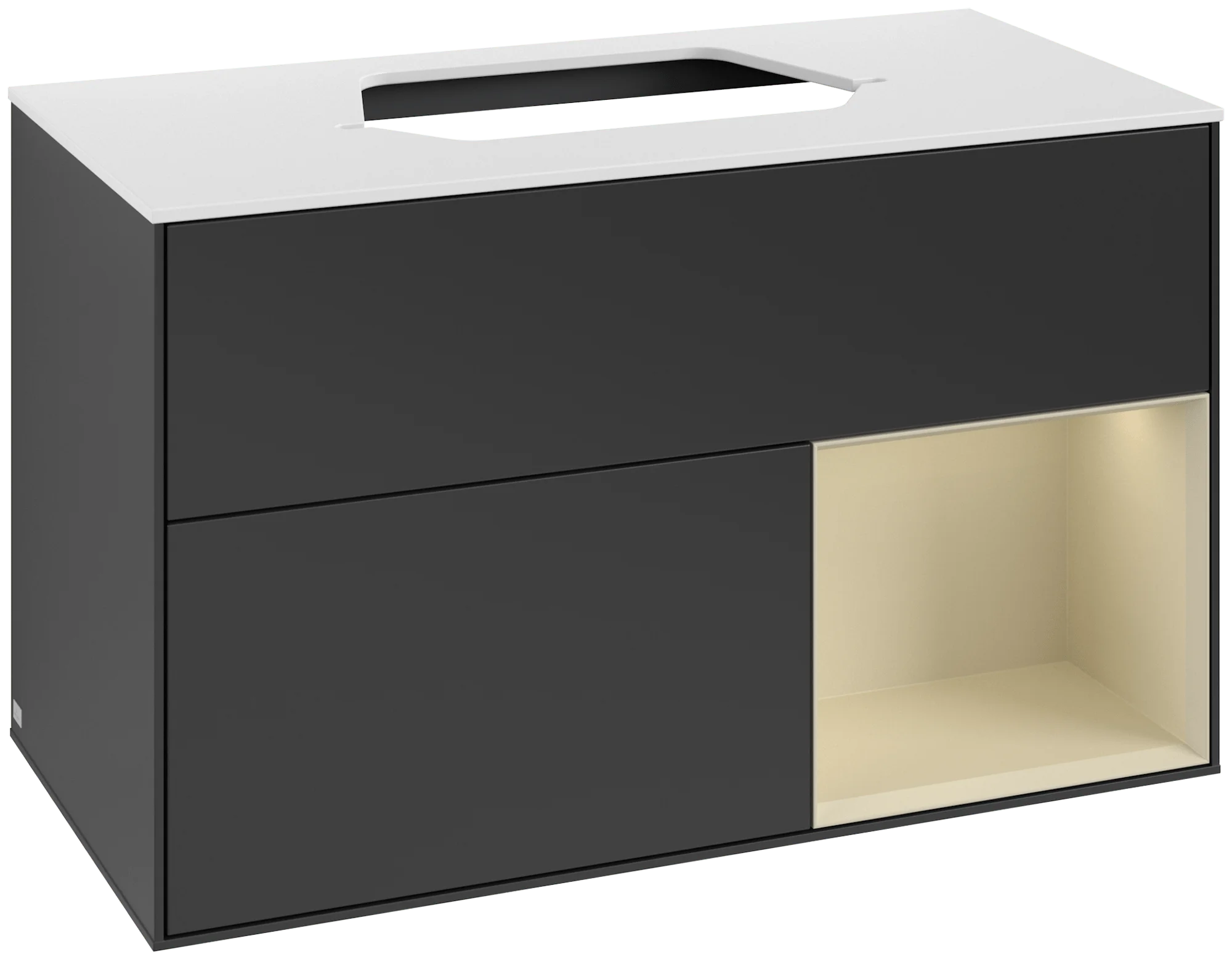 Villeroy & Boch Waschbeckenunterschrank Finion F37, 1000 x 603 x 501 mm, Black Matt Lacquer, mit Beleuchtung und Push-to-open Funktion