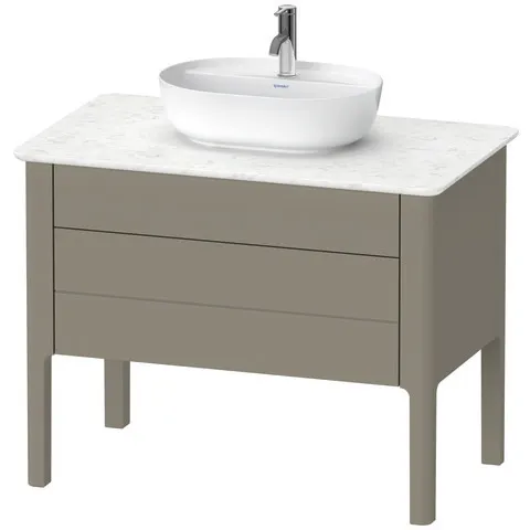 Duravit Waschtischunterschrank bodenstehend „Luv“ 93,8 × 74,3 × 57 cm Becken: mittig / Front- & Korpusfarbe: Steingrau Seidenmatt / Größe: 93,8 × 57 × 74,3 cm / Schubladen: 2 Duravit Waschtischunterschrank bodenstehend „Luv“ 93,8 × 74,3 × 57 cm Becken: mittig / Front- & Korpusfarbe: Steingrau Seidenmatt / Größe: 93,8 × 57 × 74,3 cm / Schubladen: 2