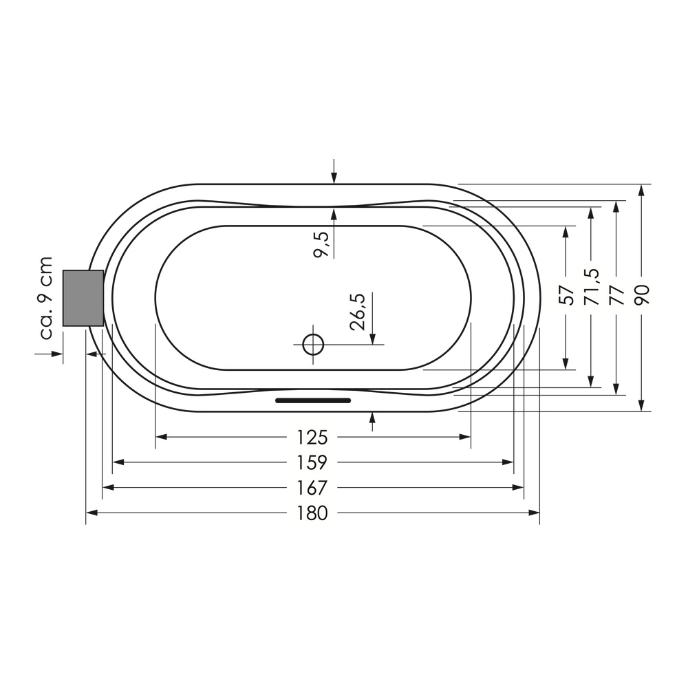 repaBAD Badewanne „Pluto“ oval 1800 × 900 mm in Weiß repaBAD Badewanne „Pluto“ oval 1800 × 900 mm in Weiß