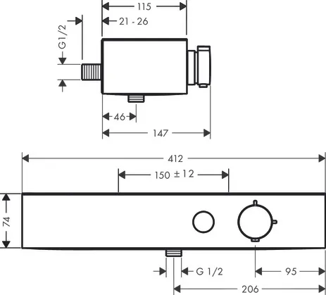 Thermostat ShowerTablet Select 400 Brause Aufputz DN15 chrom Thermostat ShowerTablet Select 400 Brause Aufputz DN15 chrom
