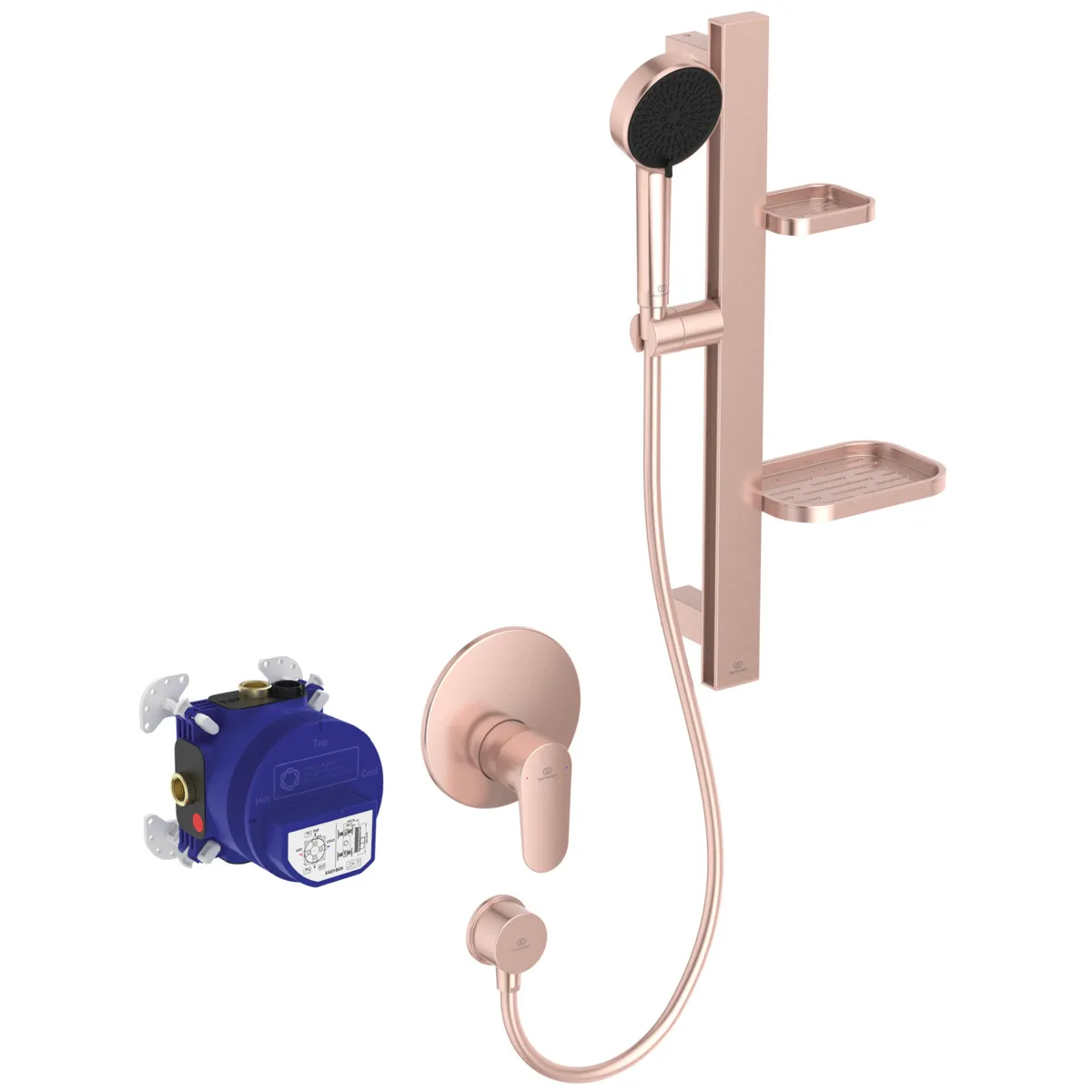 Ideal Standard Armaturen-Paket Cerafine O Rose, Einhebel-Brausearmatur Unterputz Bausatz 2 für Fertigmontage Ideal Standard Armaturen-Paket Cerafine O Rose, Einhebel-Brausearmatur Unterputz Bausatz 2 für Fertigmontage