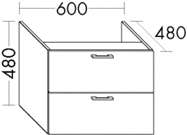 Burgbad Unterschrank Sys30 PG4, 600x480x480 mm, 1 Schublade, 350 mm tief