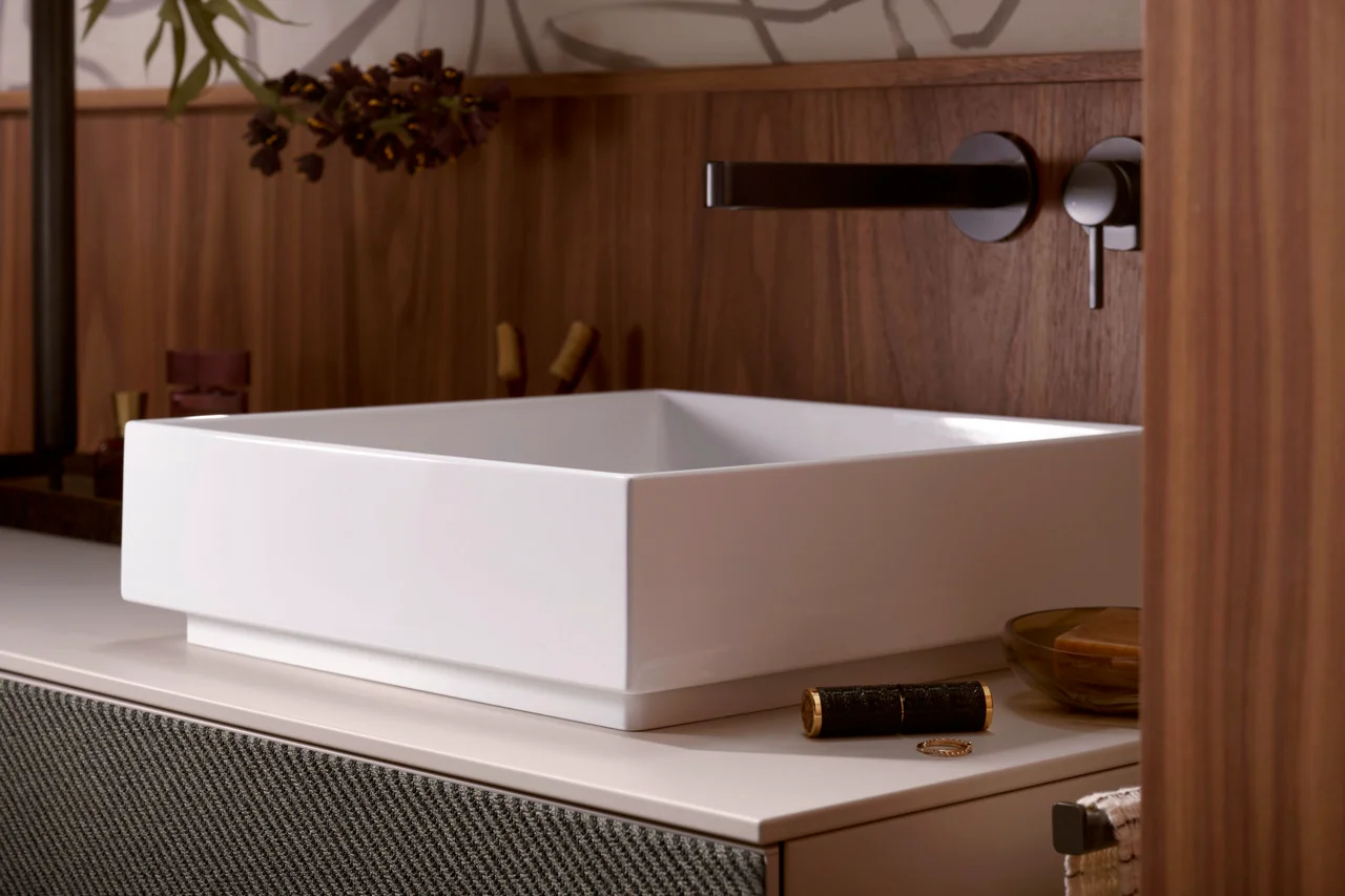 Hansgrohe Aufsatzwaschtisch Xuniva Evo E, 400x400 mm, weiß, glänzend, mit SmartClean und HygieneEffect Glasur