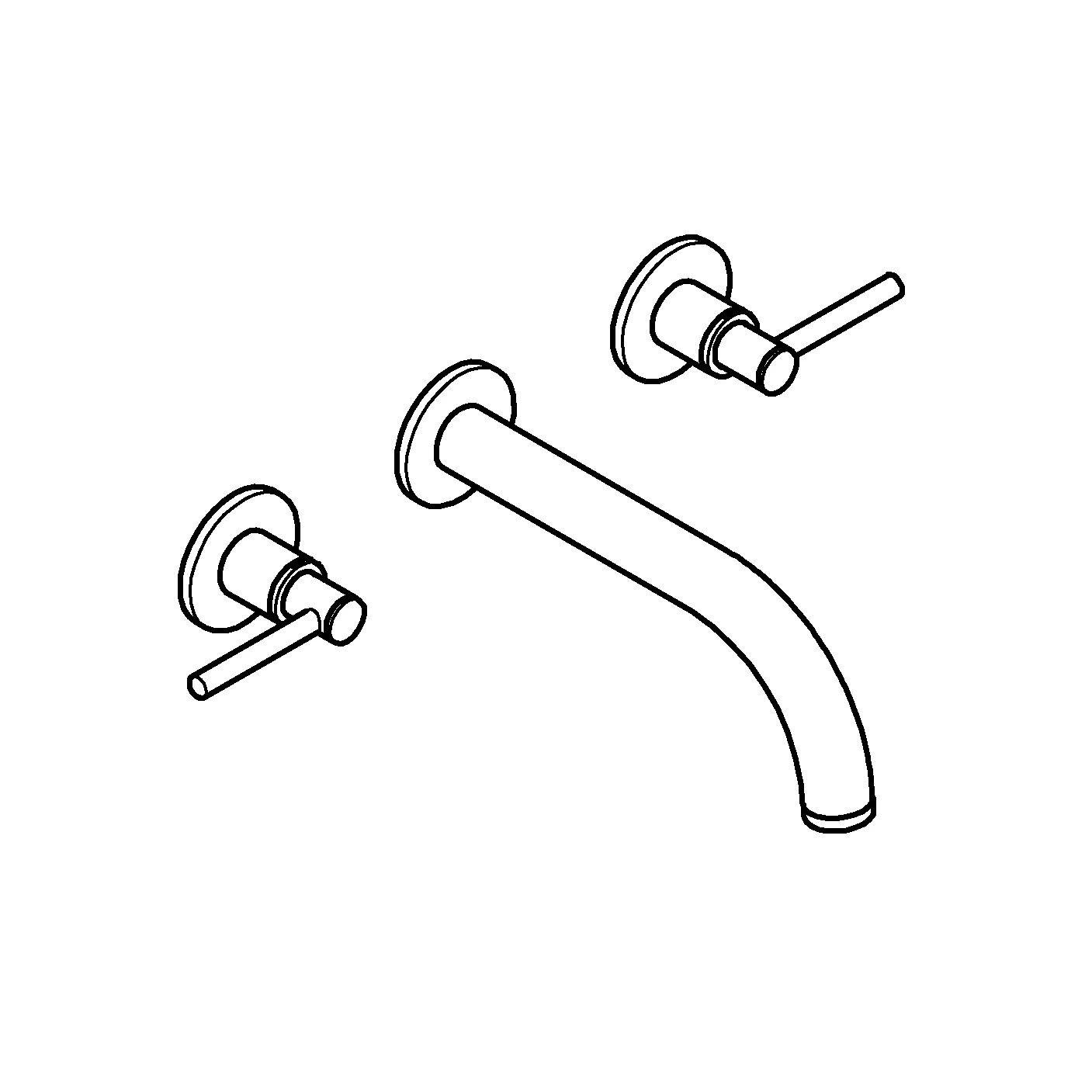 3-Loch-Waschtisch-Batterie Atrio 20662, Wandmontage, Fertigmontageset für 29 025 002, mit Hebelgriffen, Ausladung 180 mm, chrom