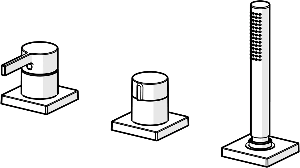 HansaLOFT Wannenarmatur Einhebelmischer Fertigmontageset für Wanne/Brause HansaLOFT 5779 Rosette eckig 1-strahlig 75x75mm Chrom