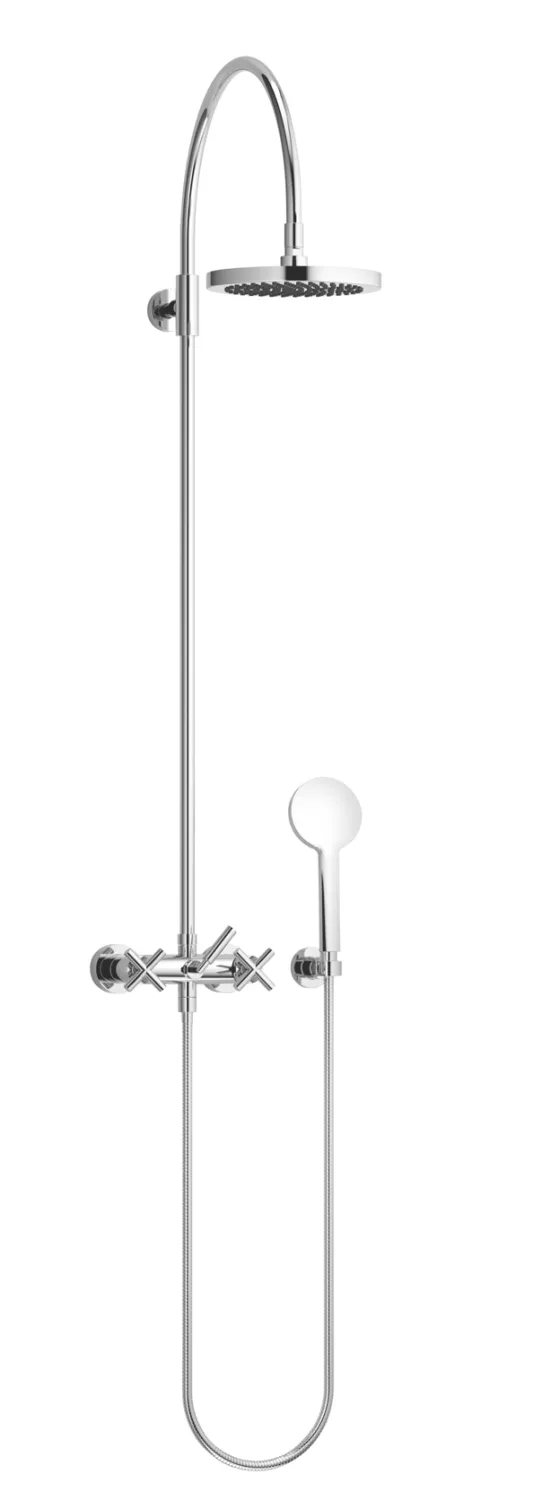 Dornbracht TARA Shower Pipe mit Brausebatterie ohne Handbrause FlowReduce 220 mm - Dark Brass gebürstet