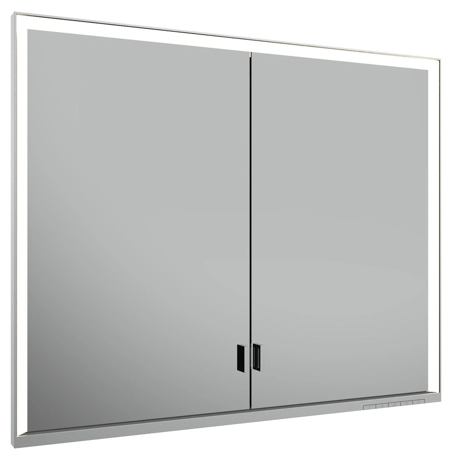 KEUCO Wandeinbau Spiegelschrank mit verdecktem Ablagefach „Royal Lumos“ in Silber (eloxiert), Unterputz, mit Steckdosen, ohne Spiegelheizung 900 × 735 × 165 mm