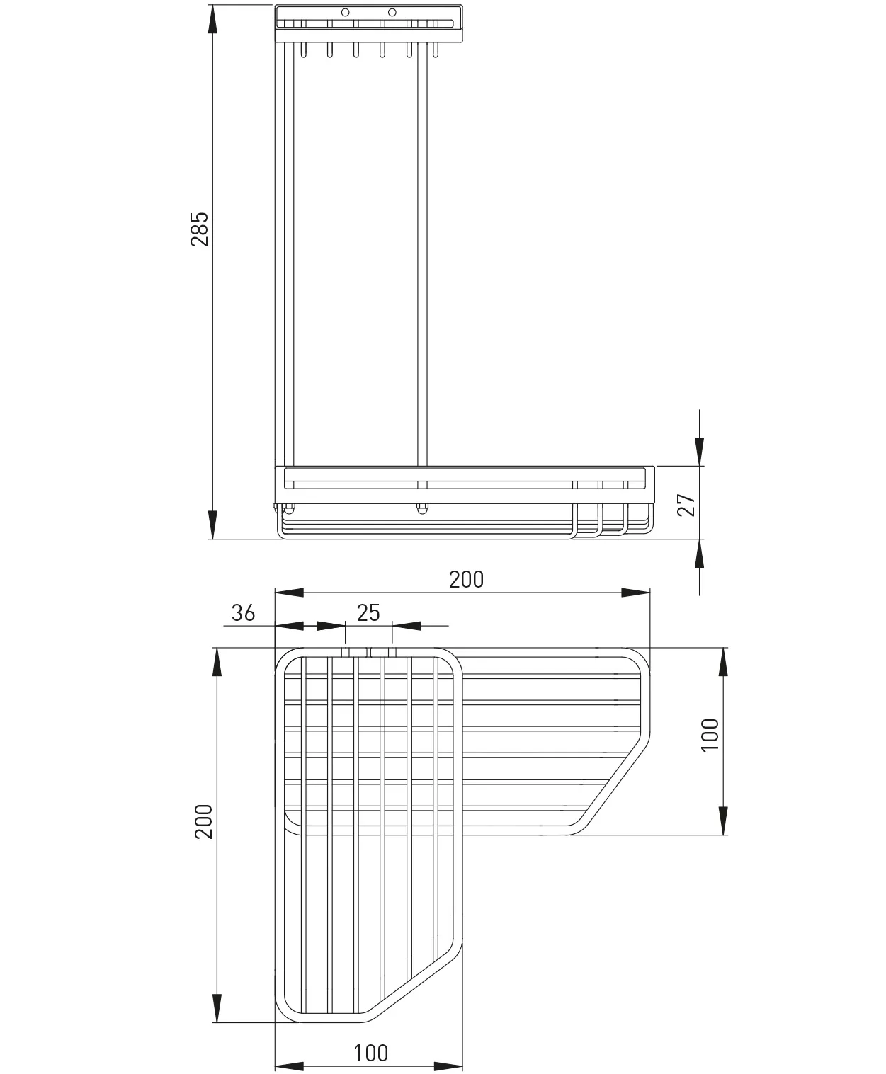 ASW Korb, Befestigung sichtbar 205 × 285 × 205 mm