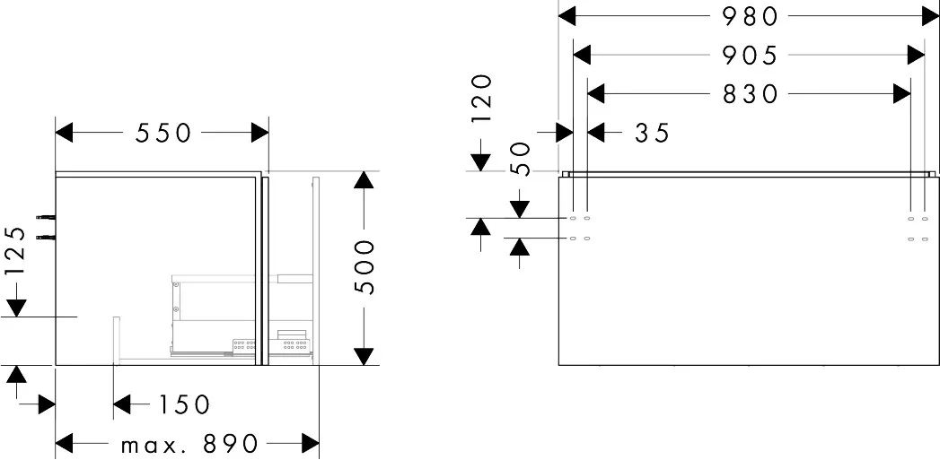 Hansgrohe Waschtischunterschrank „Xilesa E“ in Eiche Kaschmir Hansgrohe Waschtischunterschrank „Xilesa E“ in Eiche Kaschmir