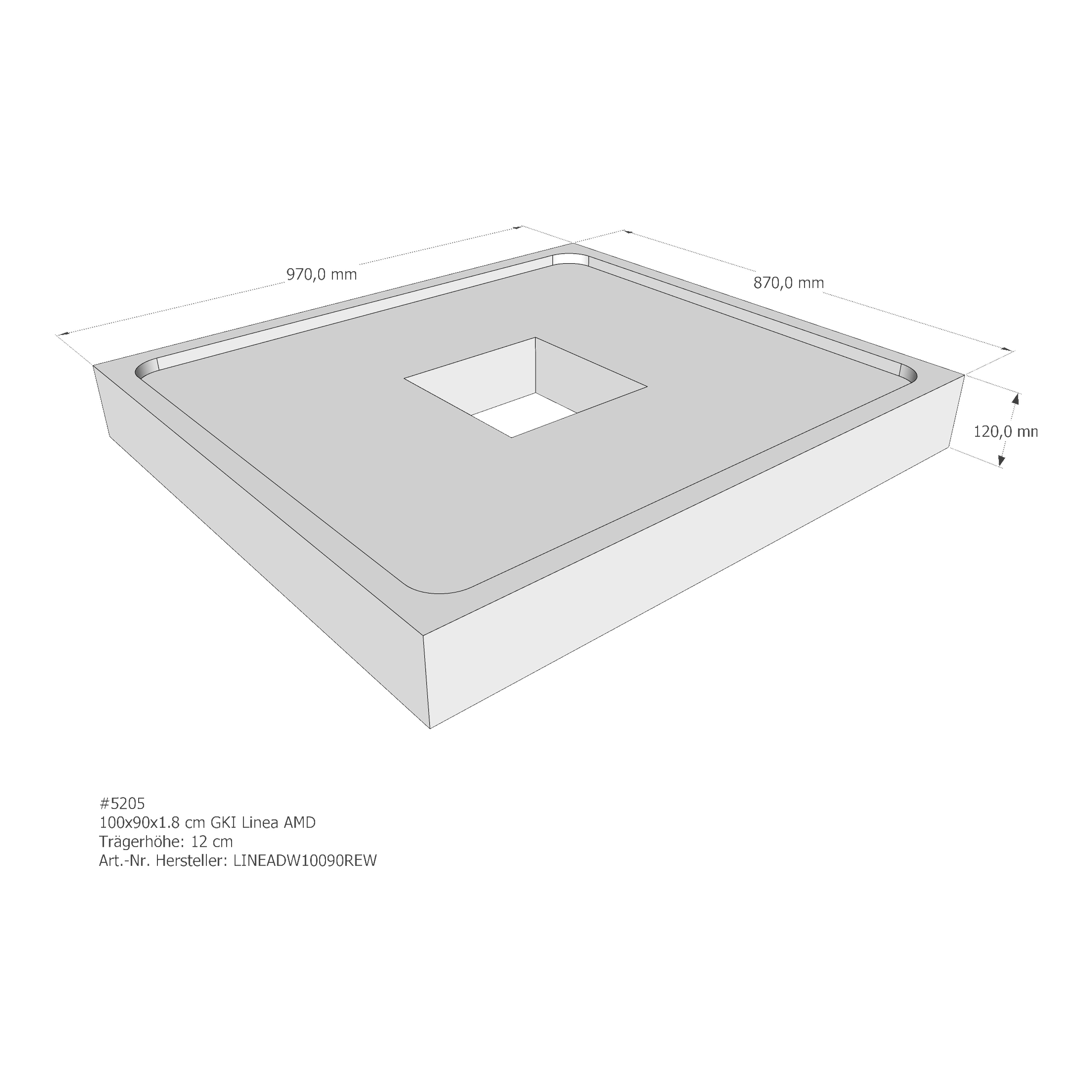 Duschwannenträger für GKI Linea 100 × 90 × 1,8 cm