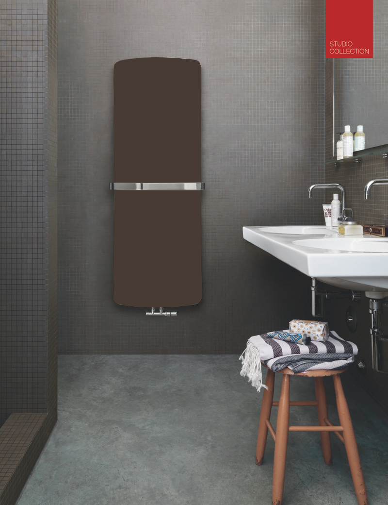 Zehnder Design-Heizkörper „Folio Belt“ für Warmwasser-Zentralheizung mit 50 mm-Mittelanschluss 43 × 115,6 cm in Brown Quartz