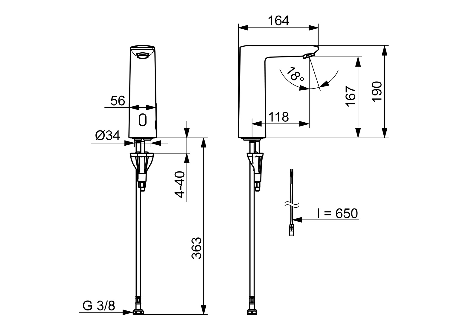 Hansa Waschtischarmatur, elektronisch „Electra“ Ausladung 118 mm in Chrom Hansa Waschtischarmatur, elektronisch „Electra“ Ausladung 118 mm in Chrom