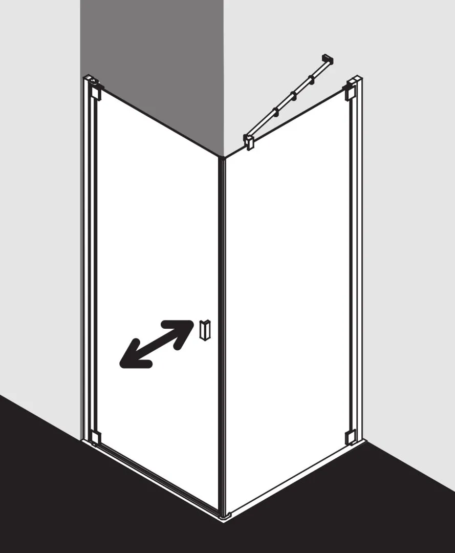 Kermi Duschtür 1-flügelig links für Ecke „RAYA“ Glas Klar, Profile Silber Hochglanz, BV: 770 - 800 mm GAK: 755 - 785 mm WE: 780 - 810 mm H: 1850 mm