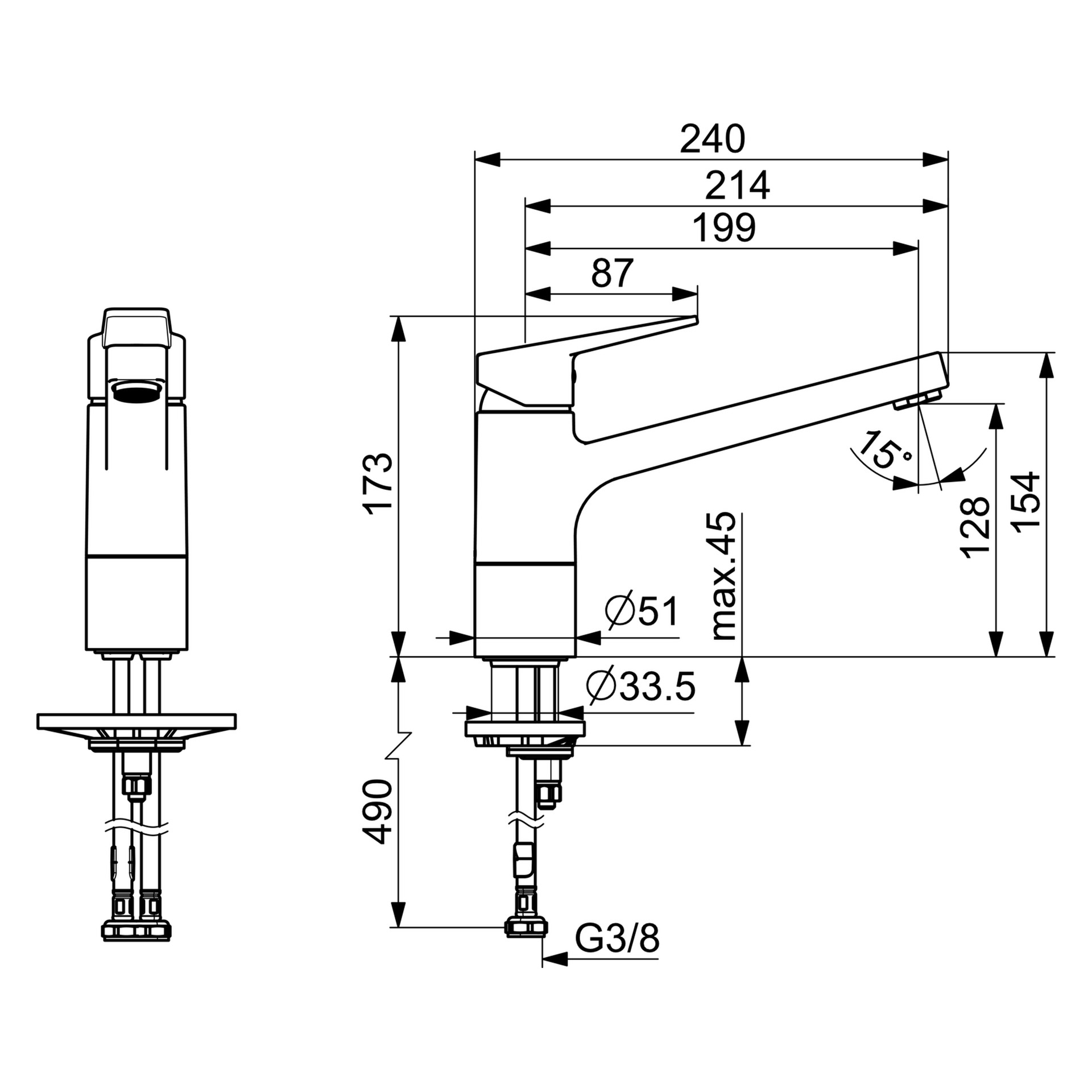 Hansa Einhand-Küchenarmatur „Twist“ Ausladung 199 mm in chrom Hansa Einhand-Küchenarmatur „Twist“ Ausladung 199 mm in chrom