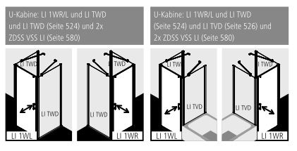 Kermi Duschtür Pendeltür 1-flügelig rechts für Nische und Ecke „LIGA“ 200 cm Glas Klar, Profile Silber Mattglanz, Drehtür einteilig