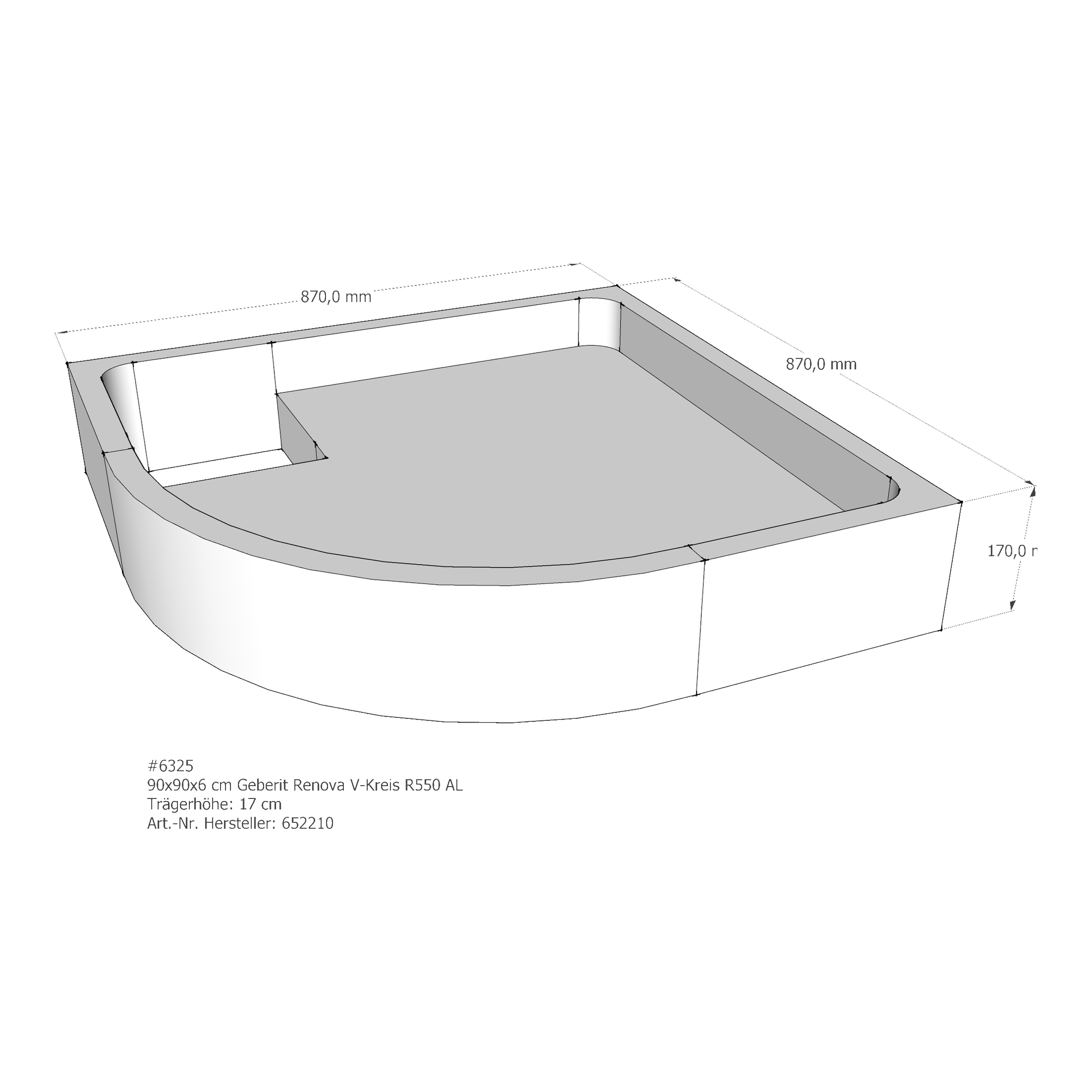 Duschwannenträger für Geberit Renova 90 × 90 × 6 cm Duschwannenträger für Geberit Renova 90 × 90 × 6 cm