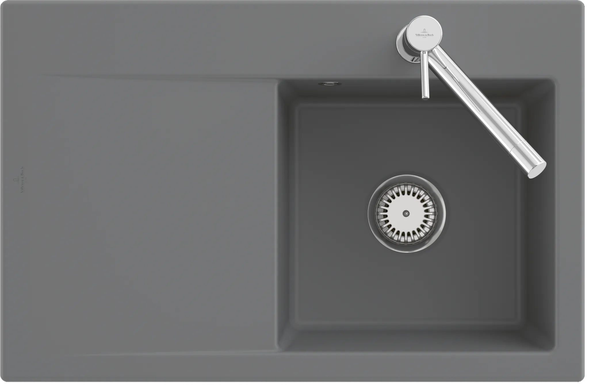 Villeroy & Boch flächenbündiges Küchenspülbecken „Subway Style“ 45 flat 780 × 510 × 220 mm, für Becken links in Pure Black