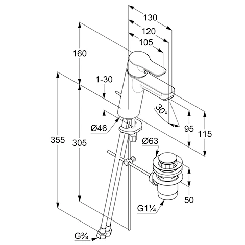 PURE & EASY WaschtischEHM 100 ECO PLUS, m. Metallablaufg. chrom PURE & EASY WaschtischEHM 100 ECO PLUS, m. Metallablaufg. chrom