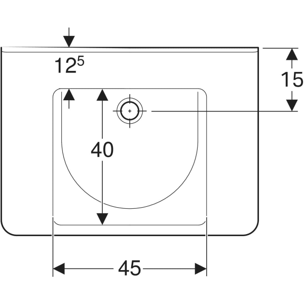 Wandwaschtisch „Renova Comfort Square“, rechteckig 75 × 55 cm in weiß alpin