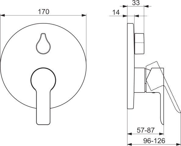 HA Einhebelmischer Fertigmontageset für Wanne/Brause HANSALIGNA 8385 Rosette rund mit Sicherungseinrichtung Chrom