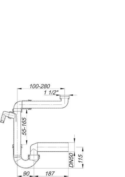 Raumspar-Siphon 121, 1 1/2″ x DN 40/DN 50