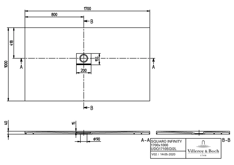 Villeroy & Boch rechteck Duschwanne „Squaro Infinity“ Eck-Einbau links gegen Wand 170 × 100 cm ohne Oberflächenbeschichtung, in Stone White Villeroy & Boch rechteck Duschwanne „Squaro Infinity“ Eck-Einbau links gegen Wand 170 × 100 cm ohne Oberflächenbeschichtung, in Stone White