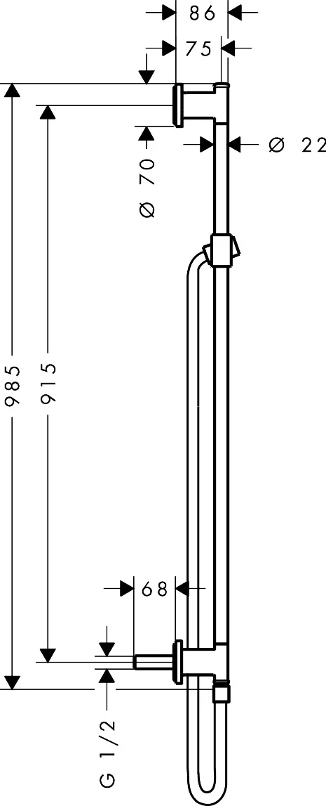 AXOR Archivio Brausestange 090 m mit Wandanschluss und Brauseschlauch 160 m, Oberfläche: Chrom