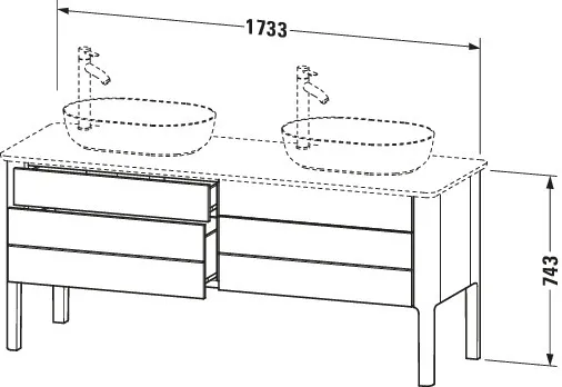 Duravit Waschtischunterschrank bodenstehend „Luv“ 173,3 × 74,3 × 57 cm