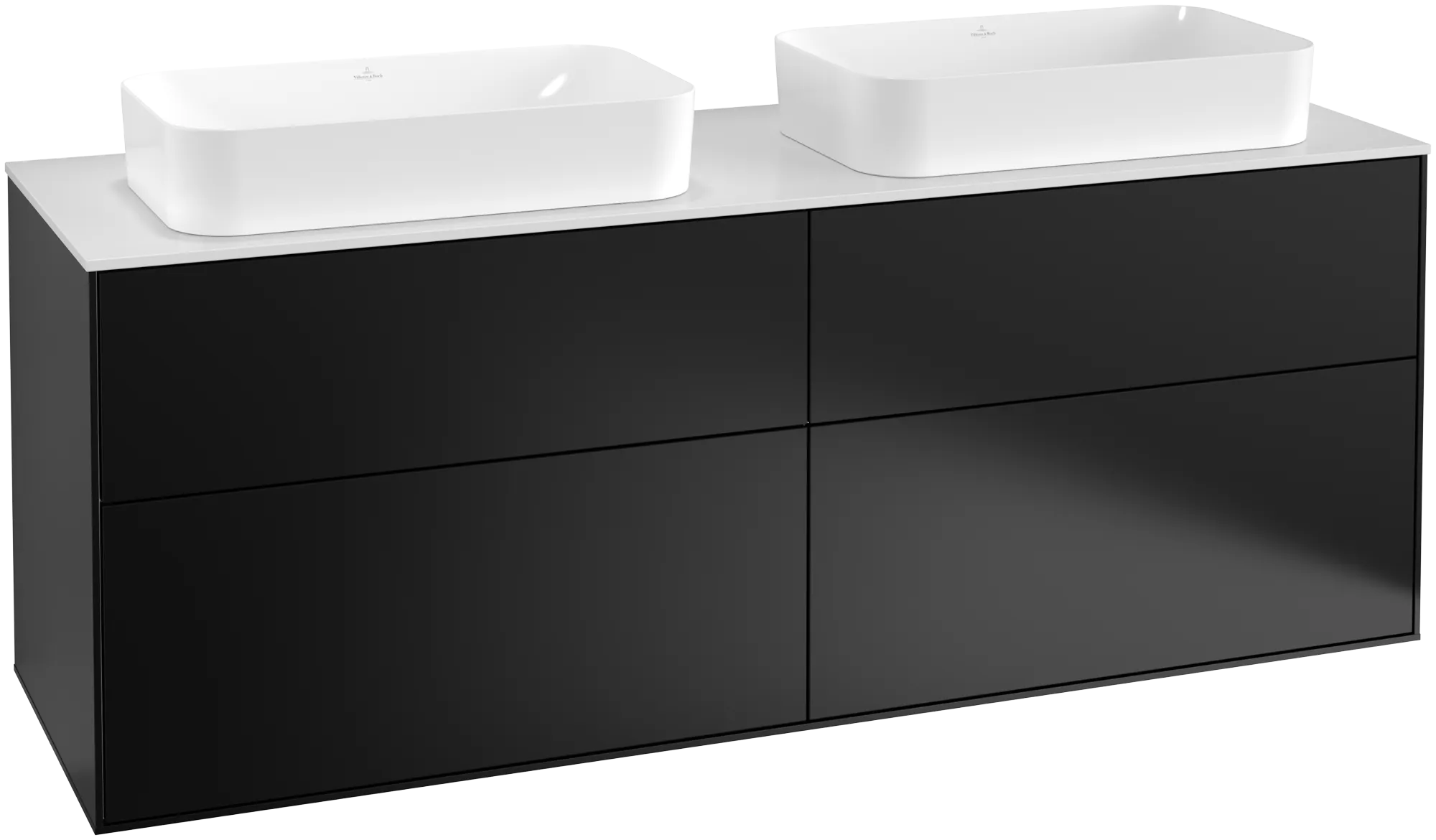 Villeroy & Boch Waschtischunterschrank „Finion“ für Schrankwaschtisch 1600 × 603 × 501 mm Black Matt Lacquer, für links und rechts, mit