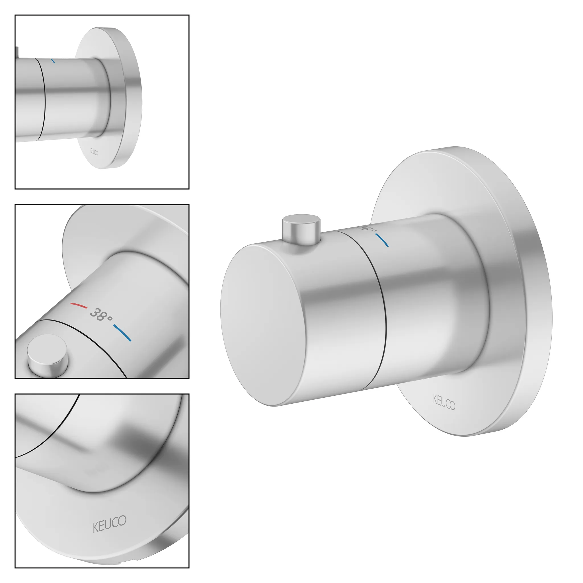 IXMO 59553170001 Thermostatarmatur UP DN15 rund Aluminium-finish IXMO 59553170001 Thermostatarmatur UP DN15 rund Aluminium-finish