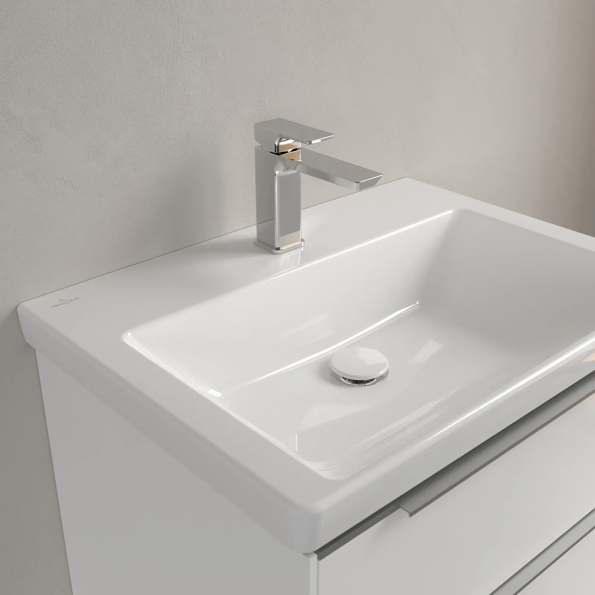 Villeroy & Boch Schrankwaschtisch Subway 3.0, 4A7066, weiß Alpin CeramicPlus, 165x650x470 mm, TitanCeram, glänzend, ohne Überlauf, für 3-Loch-Armatur