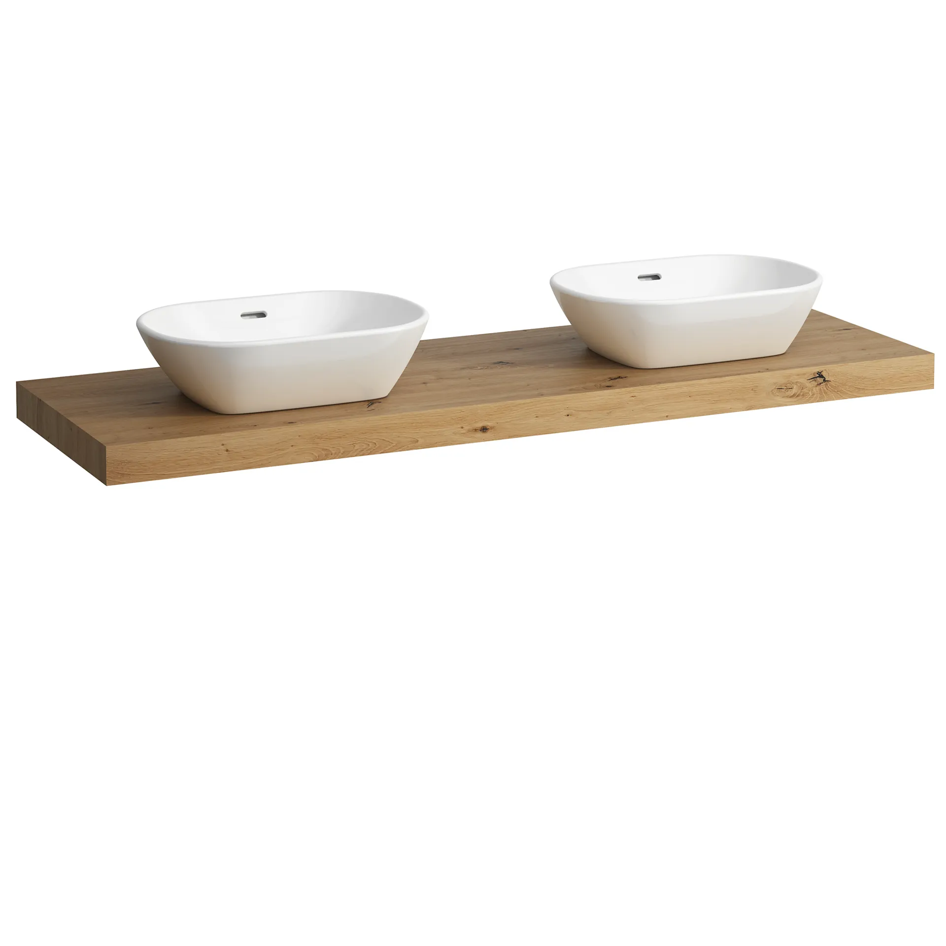 Laufen Waschtisch-Platte LANI Wildeiche, 495x1570x65 mm mit Ausschnitt links und rechts inkl. 3 Befestigungselemente Laufen Waschtisch-Platte LANI Wildeiche, 495x1570x65 mm mit Ausschnitt links und rechts inkl. 3 Befestigungselemente